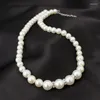Halsband örhängen set 3 st eleganta vita pärlbryggor rosendroppsbröllop för kvinnliga gåvor