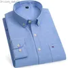 Suéteres para hombres Nuevo S-7XLCotton Oxford Camisa casual lisa de manga larga para hombres Bolsillo para hombres Camisa de trabajo con botones de ajuste regular para hombres Z230721