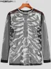 Men's Sweaters Tops 2023 American Style Rebel Punk New Men's Fashion Camiseta Gauze Skull Print Long Sleeve T-shirt S-5XL Z230721