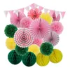 Striscione Bandiere Mi Primera Comunione Decorazione Rosa Blu Set Appeso Ventagli di Carta Cerimonia Matrimonio Bomboniera Tessuto Pompon Fiore Battesimo Decor 230720