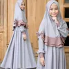 Ethnic Clothing Floral Printed Arab Kids Girls Long Sleeve Dress Muslim Hijab Islamic Abaya Kaftan Maxi Dress Prayer Set Clothing Ramadan Suits 230721