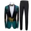 Muster Hochzeit Herren Anzüge Schal Revers Herren Anzüge Slim Fit 3 Stück Jacke Hose Weste Hochzeit Bräutigam Trauzeugen Kleid Bräutigam Pr236p