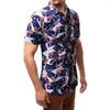 Chemises décontractées pour hommes mode Style britannique drapeau d'affaires impression plage chemise mince Gentleman jeunesse marée à manches courtes Floral