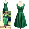 Vintage 1950's Elegance Emerald Green Cocktail Dress High Quality Real Po Tea Length Short Party Prom and Homecoming Dress248L