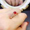 Cluster Rings Myanmar Five Star Ruby Ring 925 Silver Set With Red Gems For Women