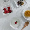 Piatti Ins Piatto in ceramica con perline bianche Nordic Modern Tinta unita Torta Dessert Tè pomeridiano Pane Ciotola per la colazione Stoviglie per la casa