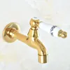 Bathroom Sink Faucets Golden Brass Wall Mount Mop Faucet Out Door Garden Pool Toilet Single Cold Water Taps Dav152