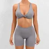 Set attivi Pantaloncini con reggiseno sportivo da palestra Set da donna Abbigliamento da allenamento push-up per tuta da yoga estiva in lycra Abbigliamento fitness Abbigliamento sportivo