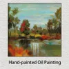 キャンバスの隠された池の色合いの現代的な抽象的なアート私はテクスチャされた手作りの油絵の壁の装飾