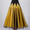 Stage Wear Ladies Modern Swing Skirt Waltz Ballroom Dance Practice Abito lungo Donna Mezza paillettes