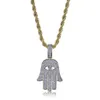 iced out Hamsa hanger ketting voor mannen luxe designer heren bling diamant Hand van Fatima hangers hiphop 18k verguld geluk j248C