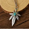 925 Sterling Silver Feather Eagle Maple Leaf Turquoise Natural Crystal Men Kvinnor Halsband Pendantsmycken276y