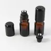 De dikste hervulbare 5ml 1/6oz MINI ROLL ON GLAS ROLLER FLESSEN, amberkleurige glazen flessen met roestvrijstalen kogel voor etherische olie 76 Rded