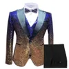 Setwell Male Three Pieces Mens Suits Shiny Sequin Formal Suit Notch Lapel Blazer Groom Wear Prom Dress Tuxedos Wedding Suits308m