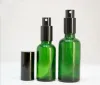Glasflaschen mit schwarzem Golddeckel, kostenloser Versand, 440 Stück/Los, 30 ml, Zerstäuber, nachfüllbare Pumpsprühflasche, leeres grünes Parfüm