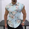 Men's Casual Shirts 2023 Summer New Men's Sleeveless Shirt Fashion Trend HD 3D Printing Street Leisure Beach Holiday Party Button Quick Drying Shirt L230721