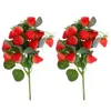 Decorative Flowers 2 PCS Artificial Strawberry Arrangement Decor Bonsai Accessories PVC Fake Potted Tree Home Wedding Decoration