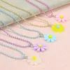 Chains Summer Boho Necklace Lovely Daisy Flowers Colorful Beaded Charm Statement Short Collar Choker Women Vacation Jewelry