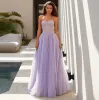 Custom Color Lavender/Pink/Blue a Line Long Long Promes Delesteart Boniting оснащены топ -топ простые формальные вечерние платья Robe de Soiree vestidos