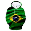 Sweats à capuche pour hommes Sweat à capuche pour hommes Centenary Of Brasil Top Sweat Printemps Automne Unisexe Pull Brésil Drapeau Imprimer Vêtements surdimensionnés