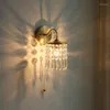 Wall Lamp Bedroom Bedside Light Luxury Living Room Study Aisle Crystal Copper With Switch Drawstring