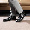 Sapatos sociais de casamento masculino italiano luxo couro genuíno 2023 outono nova moda elegante fivela preta sapatos formais para homens