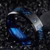 Eheringe 8mm Wolframcarbid Ring Kohlefaser Blau Zirkon Männer Frauen Anillos Para Hombres Black Dragon Charm Schmuck Großhandel