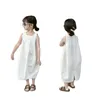 Fille robes blanc coréen bourgeon robe 2023 été coton jupe filles décontracté a-ligne pour 2-8 ans enfants vêtements