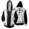 Herrtröjor Sweatshirts Bleach Costumes Hoodie Kenpachi Zaraki Sweatshir Cosplay Anime 3D Tryckt Sweatshirt blixtlås Cartoon Hooded Sweatshirts X0720