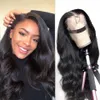 Silkeslen Straight 360 Full Spets Front Human Hair Wigs Pre Plucked Natural Black Color with Baby Hair233Q