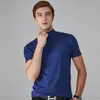 Men s T Shirts Mens High Neck Slim Fit T shirt Male Quality In Summer Casual Short sleeved T shirt Men Collar Leisure T shir 230720