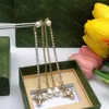 Projektantki Kolczyki dla kobiet nurkowane kolczyki z frędzlami Pearl Perdrop Lettop Listki Złote Karki z Diamentowymi Kryształowymi Aretami