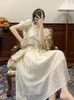 Casual Jurken 2023 Zomer Elegant Kant Fairy Formele Vrouwen Even Party Midi Dress Office Lady Koreaanse Lolita Princess Chic