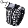 Wedding Rings Bamos Romantic Black & White Zircon Ring Sets For Couple Gold Filled Party Engagement Love Anillos RB0150291W