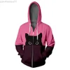 Felpe con cappuccio da uomo Felpe con cappuccio Black Cat Zipper Hip Hop Pink Purple Splice Color Donna 3D Hooded bluza damska Pussy Zipper Felpa Uomo Jacket Coat L230721