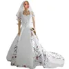 2021 Women Long White Beading Gowns Camo Satin Wedding Sweetheart Lace Appliques Bridal Dresses Lace-Up Back With Veil Camouflage 210J