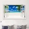 Adesivi murali Blue Beach Nature Sky 3D Window View Sticker PVC Sea Landscape Vinyl Decal Room Decor Carta da parati autoadesiva Immagine 230720