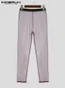 Herrbyxor amerikansk stil män seugh pantalons incerun elegant manlig brunnsmonterande byxor flashmesh sträcka långa byxor s-5xl 230720