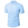 Herren-Freizeithemden, Sommerhemd für Männer, täglich lässig, weiße Hemden, kurzärmelig, Button-Down, Slim-Fit, männliche Sozialbluse, 4XL, 5XL, 230721