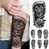 Autocollant de tatouage temporaire étanche Lion couronne Flash Tatto loup tigre roi Rose fleurs corps Art bras faux Tatoo hommes femmes