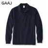 男性S POLOS 250GSM 8 8オンスGAAJブランドメンズポロ長袖シャツ100コットンヘビーウェイトカジュアルビジネス服ソリッドシャツトップマン230721