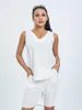 Women's Tracksuits Women S Casual Sleeveless Pajama Set With Elastic Waist Shorts - Solid Color V Neck Tank Top Sleepwear Loungewear PJs