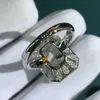Anneaux de mariage Wong Rain Classic 925 Sterling Silver VVS 3EX 10CT Emerald Cut Simulé Gemstone Engagement Femmes Fine Jewelry 230721