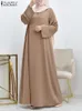 Roupas Étnicas ZANZEA Moda Abaya Hijab Vestido de Verão Feminino Vestido Muçulmano Outono Vestidos de Festa Sólidos Dubai Turquia Jilbab Roupas Islâmicas Kaftan 230721