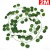 Dekorative Blumen 200 cm künstliche Pflanzen Creeper grüne Seide Efeublatt Girlande Wandbehang Rebe Rattanblätter Home Hochzeit Party Dekoration