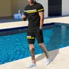 Fatos de treino masculinos Conjuntos de treino 3D Roupas de moda de verão para homens T-shirt Shorts 2 peças Outfit Casual Streetwear Masculino Terno grande 230720