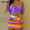 Tweedelige Jurk Zomer Bloemen Pakken Met Rokken Set Crop Top Mini Vakantie Print Mode Sexy Outfits Y2K Bodycon Rok 230721