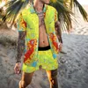 Herren-Trainingsanzüge, rot kariertes Hemd und Shorts, Set für Herren, Sommermode, Strand, kurzärmelig, 2-teiliger, luxuriöser, atmungsaktiver Hawaii-Anzug