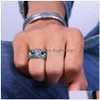 Band Rings Retro Cute Simple Design Owl Ring Mticolor Eyes Sier Color Men Women Engagement Jewelry Gifts Resizable Drop Delivery Dhkyq