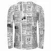 メンズTシャツファッション新聞パターン男性長袖TシャツプリントライトウェイトストリートウェアトップTシャツJ230721